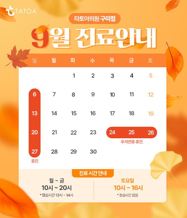 9월 진료 일정